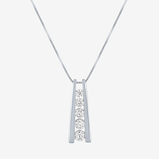 5-Stone Ladder Style (G-H / Si2-I1) Womens 1/3 CT. T.W. Lab Grown White Diamond 10K Gold 18 Inch Pendant Necklace