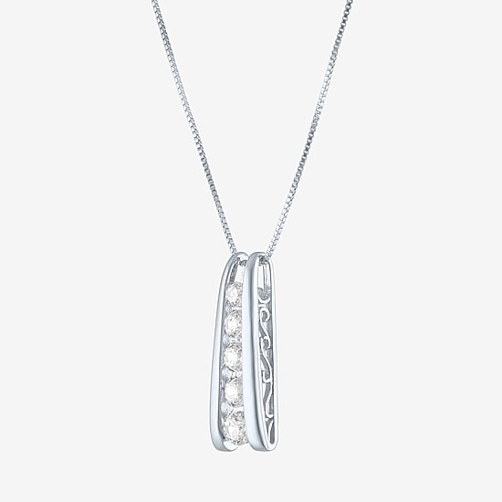 5-Stone Ladder Style (G-H / Si2-I1) Womens 1/3 CT. T.W. Lab Grown White Diamond 10K Gold 18 Inch Pendant Necklace