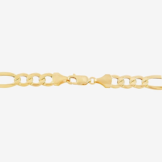 Made in Italy Mens 10K Gold 8 1/2 Inch Figaro Chain Bracelet