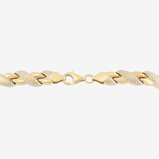 Two-Tone 10K Gold 8" Diamond-Cut Stampato Link Bracelet