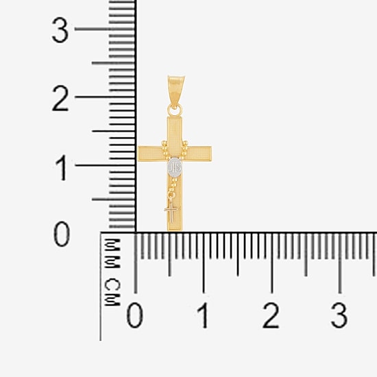 Unisex Adult 14K Two Tone Gold Cross Pendant