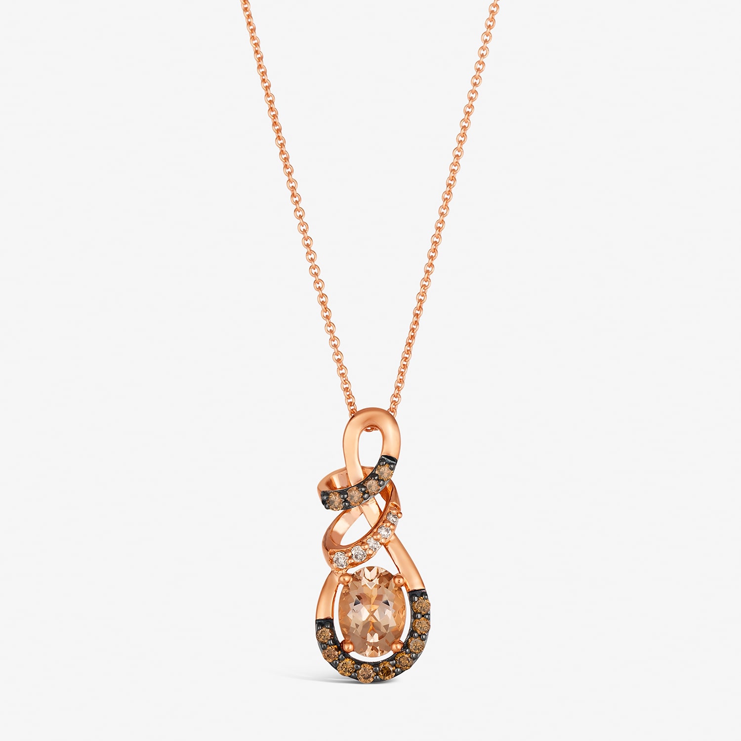 Le Vian® Pendant featuring 7/8 CT. Peach Morganite™ 1/4 CT. Chocolate Diamonds® 1/20 CT. Nude Diamonds™ set in 14K Strawberry Gold®