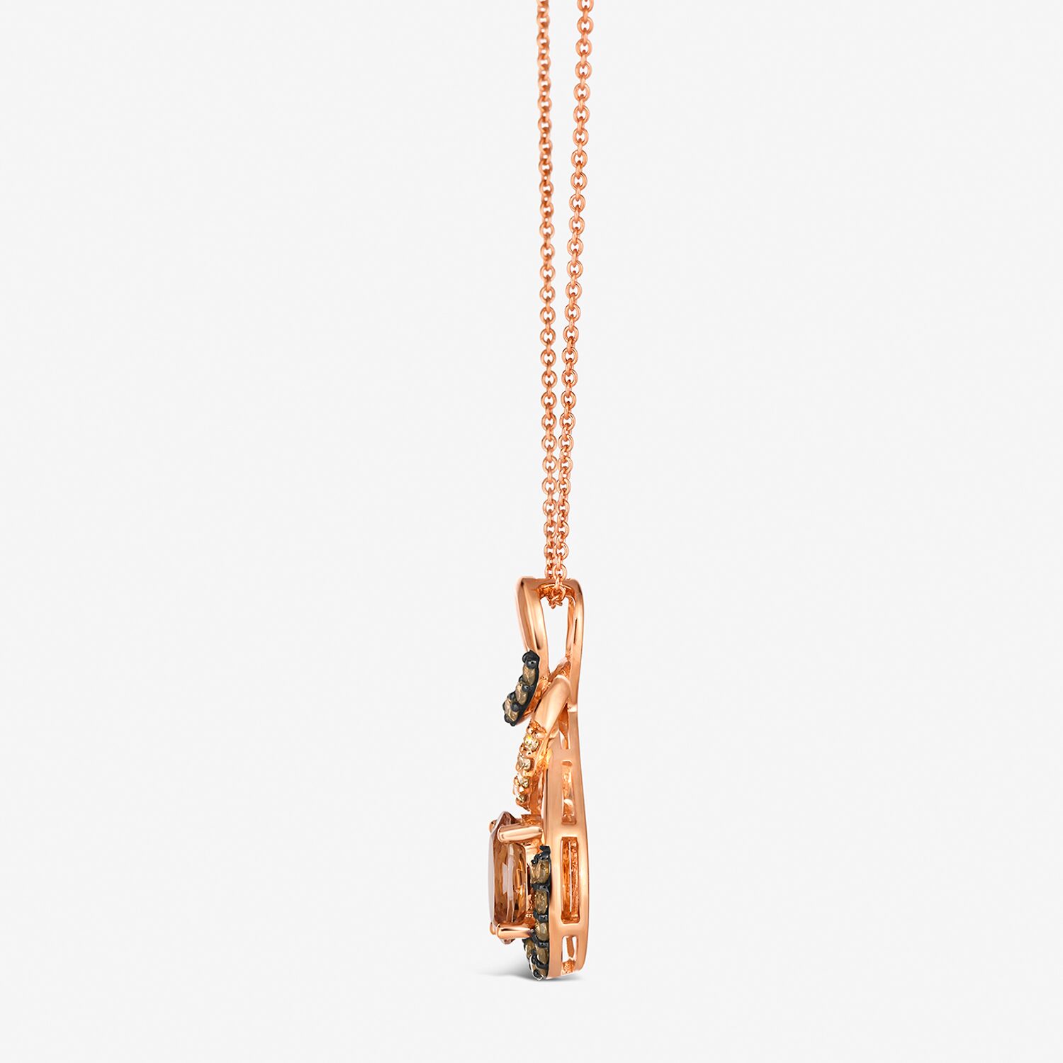 Le Vian® Pendant featuring 7/8 CT. Peach Morganite™ 1/4 CT. Chocolate Diamonds® 1/20 CT. Nude Diamonds™ set in 14K Strawberry Gold®