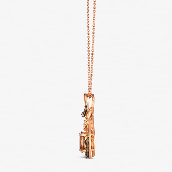 Le Vian® Pendant featuring 7/8 CT. Peach Morganite™ 1/4 CT. Chocolate Diamonds® 1/20 CT. Nude Diamonds™ set in 14K Strawberry Gold®
