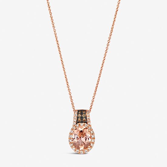 Le Vian® Pendant featuring 1 1/3 CT. Peach Morganite™ 1/20 CT. Chocolate Diamonds® 1/4 CT. Nude Diamonds™ set in 14K Strawberry Gold®