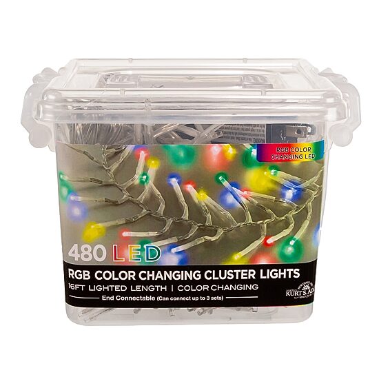 Kurt Adler 480 Light 15.7 Foot Rgb Led Cluster String Lights