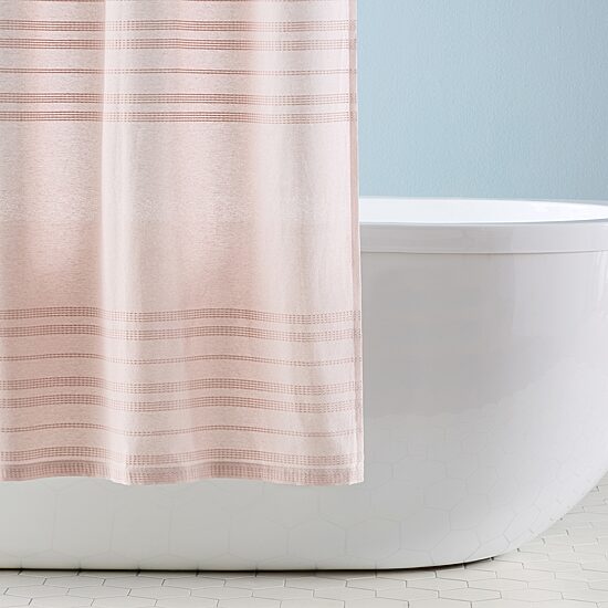 Town And Country Sophia Stripe Blush Stripe Shower Curtain