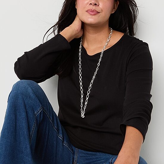 Liz Claiborne Womens Crew Neck Long Sleeve T-Shirt