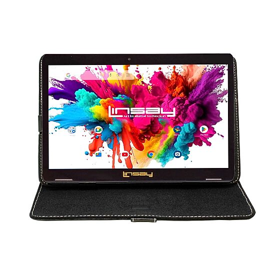 LINSAY® 10.1 Octa Core 128Gb Android 15 Tablet Black Case