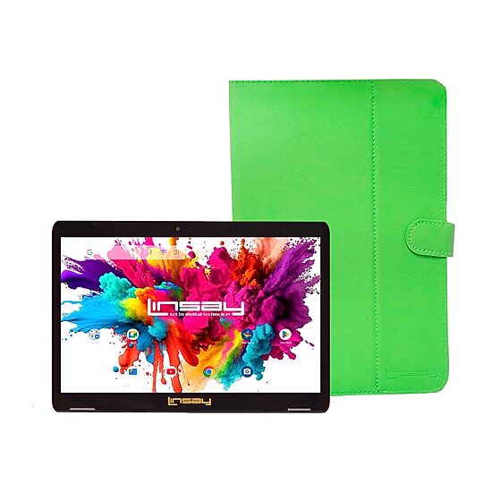 LINSAY® 10.1 Octa Core 128Gb Android 15 Tablet Green Case