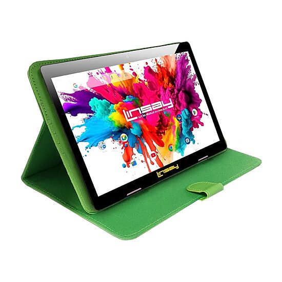 LINSAY® 10.1 Octa Core 128Gb Android 15 Tablet Green Case