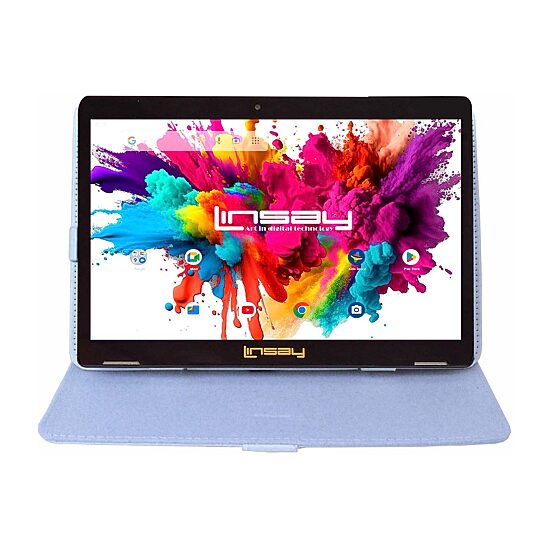 LINSAY® 10.1 Octa Core 128Gb Android 15 Tablet White Case