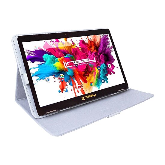 LINSAY® 10.1 Octa Core 128Gb Android 15 Tablet White Case