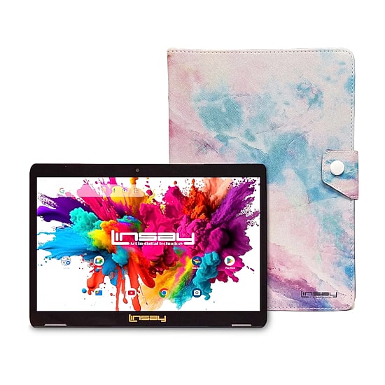 LINSAY® 10.1 Octa Core 128Gb Android 15 Tablet Pink Case