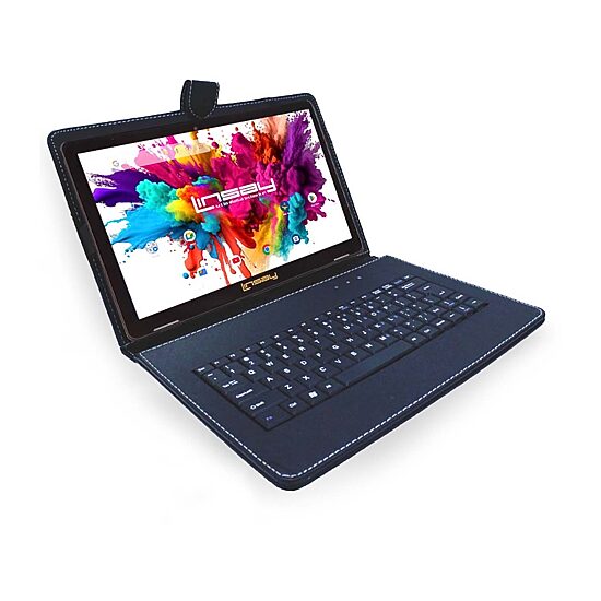 LINSAY® 10.1 Octa Core 128Gb Android 15 Tablet Black Keyboard