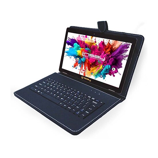 LINSAY® 10.1 Octa Core 128Gb Android 15 Tablet Black Keyboard