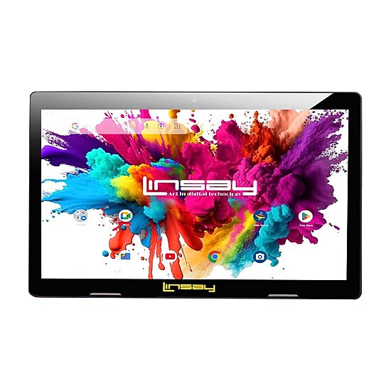 LINSAY® 10.1 Octa Core 128Gb Android 15 Tablet Black Croc Keyboard