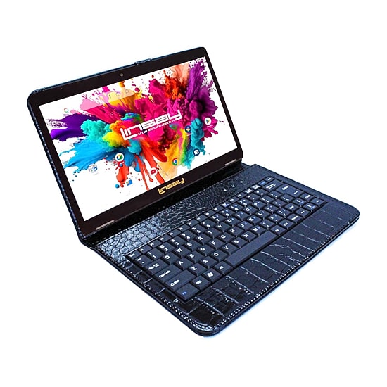 LINSAY® 10.1 Octa Core 128Gb Android 15 Tablet Black Croc Keyboard