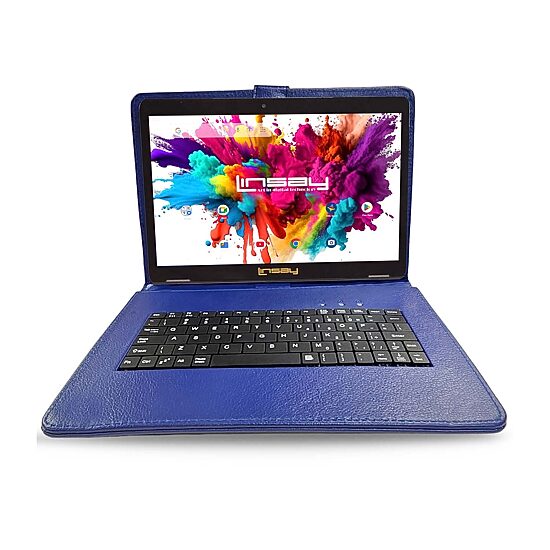 LINSAY® 10.1 Octa Core 128Gb Android 15 Tablet Blue Keyboard