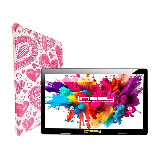 LINSAY® 10.1 Octa Core 128Gb Android 15 Tablet Love Shape Case