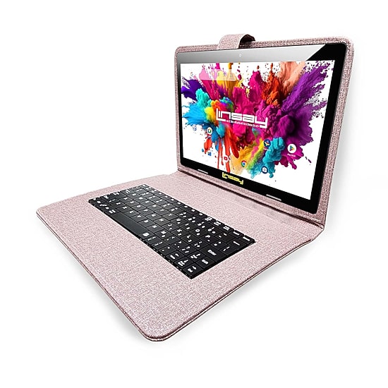 LINSAY® 10.1 Octa Core 128Gb Android 15 Tablet Purple Keyboard