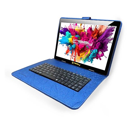 LINSAY® 10.1 Octa Core 128Gb Android 15 Tablet Blue Keyboard