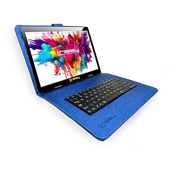 LINSAY® 10.1 Octa Core 128Gb Android 15 Tablet Blue Keyboard