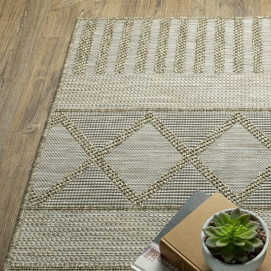 Covington Home Trinidad Geometric Stripes 22"X90" Indoor Outdoor Rectangular Runner