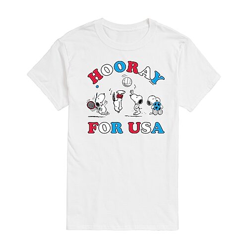 Mens Short Sleeve Peanuts USA Graphic T-Shirt, X-large, White