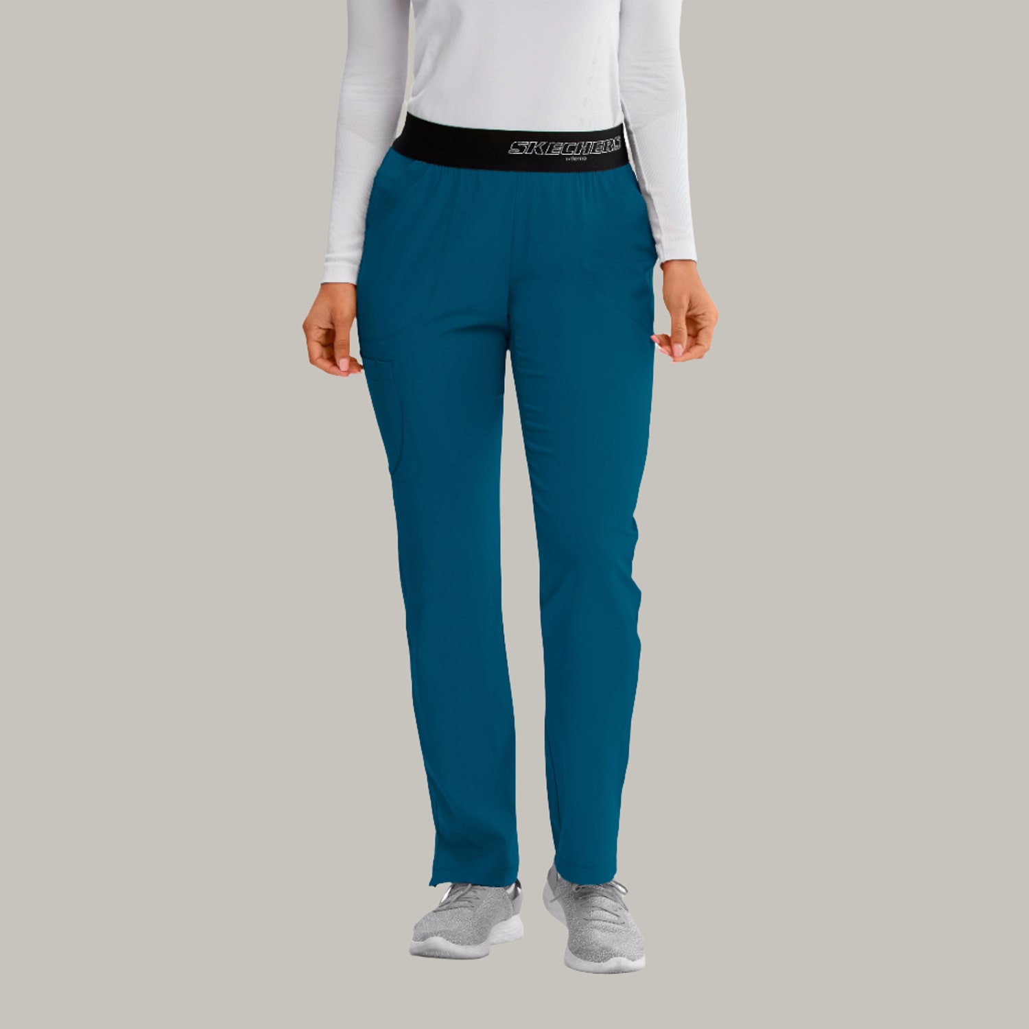 Skechers Sk202 Breeze 3-Pocket Mid-Rise Straight Leg Womens Petite Tag Free Stretch Fabric Moisture Wicking Scrub Pant