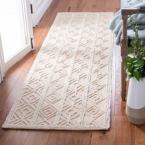 Martha Stewart Riley Bordered Hand Tufted 27" X 96" Indoor Rectangular Runner"