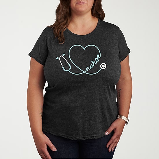 Nurse Womens Plus Crew Neck Short Sleeve T-Shirt