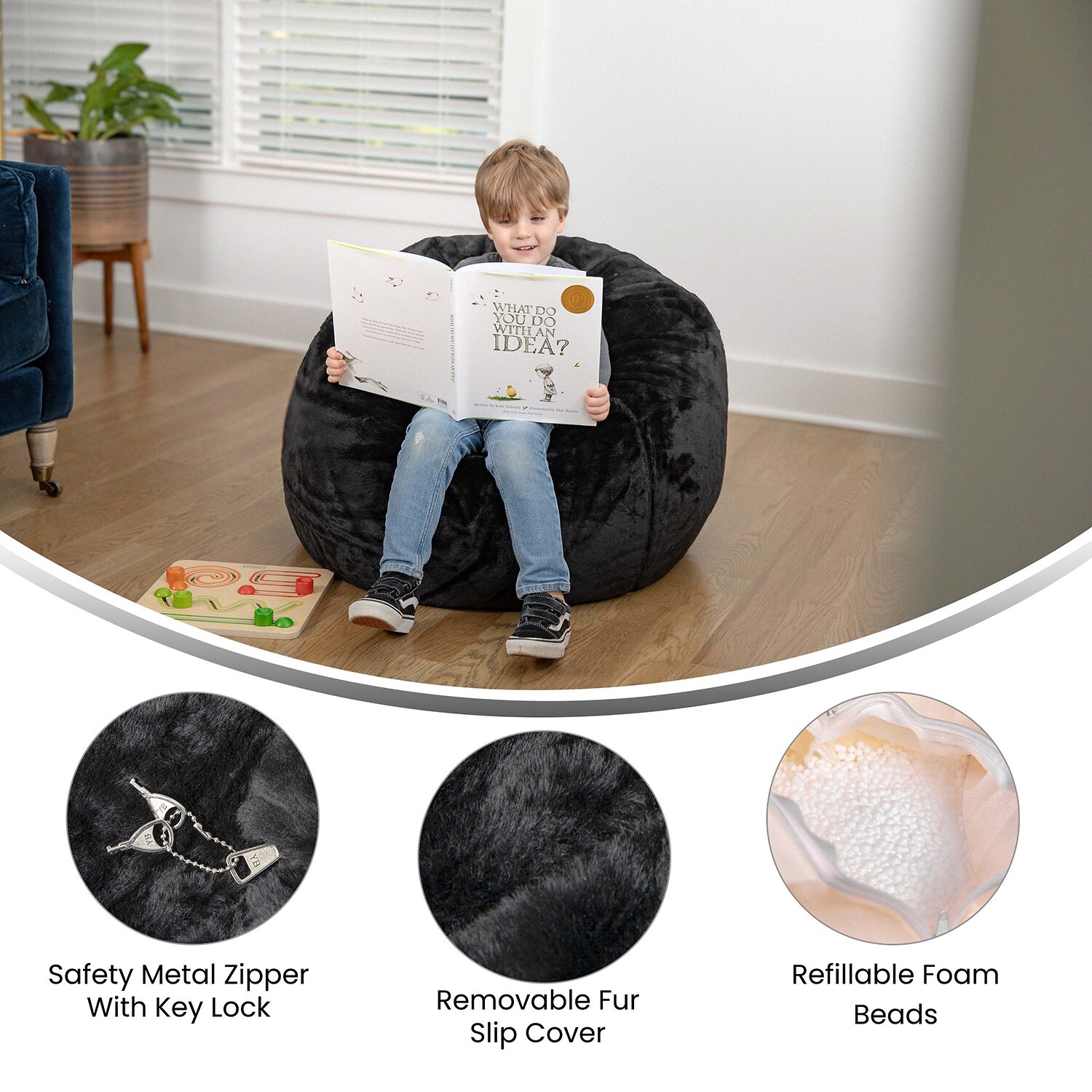 Dillion Bean Bag Furry Chair