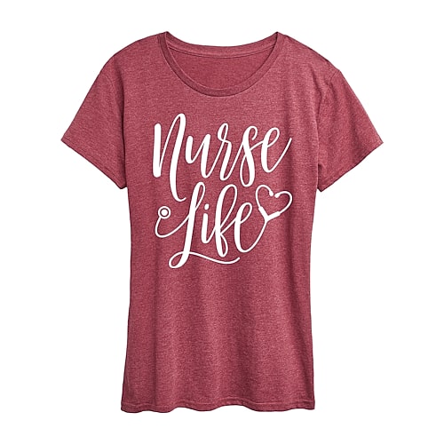 Nurse Womens Short Sleeve Regular Fit Graphic T-Shirt, Medium, Red