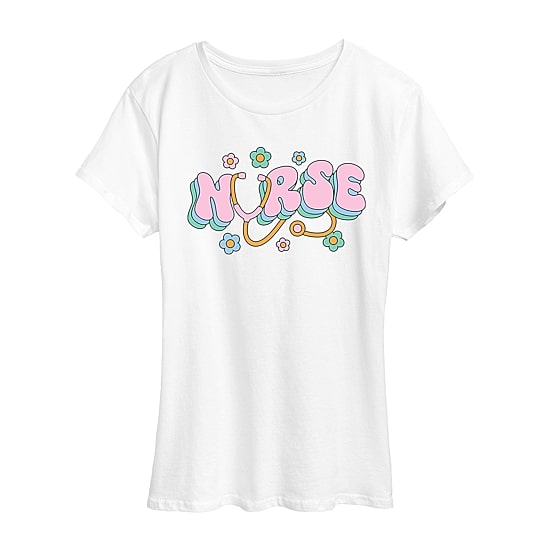 Nurse Womens Round Neck Short Sleeve Regular Fit Graphic T-Shirt