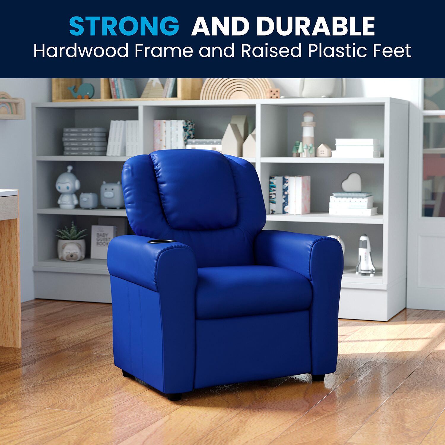 Vana Plush Recliner with Cup Holder for Kids