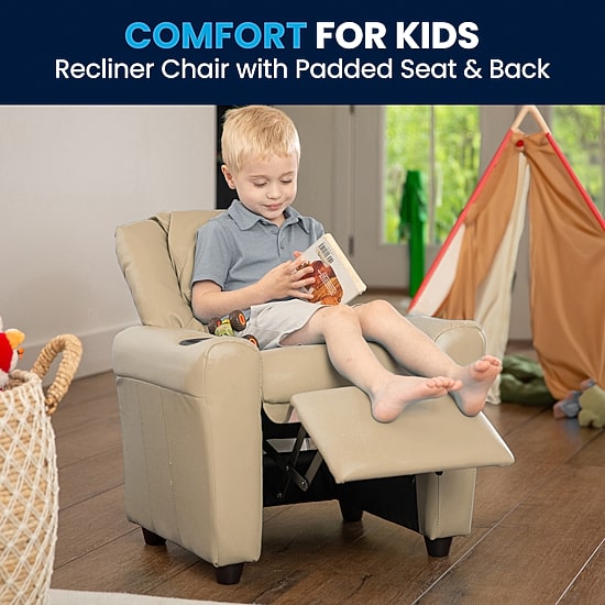 Vana Plush Recliner with Cup Holder for Kids