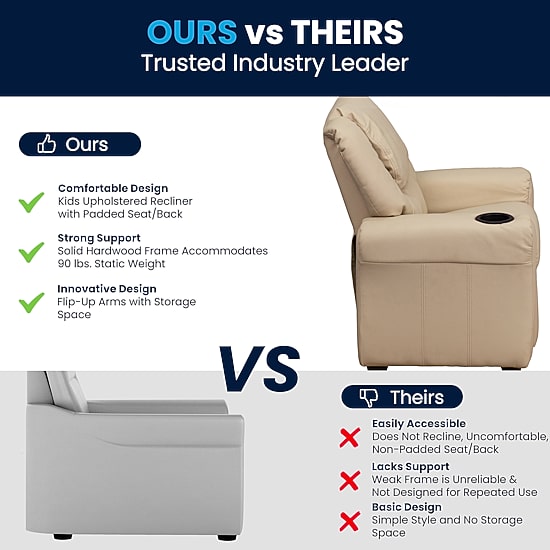 Vana Plush Recliner with Cup Holder for Kids