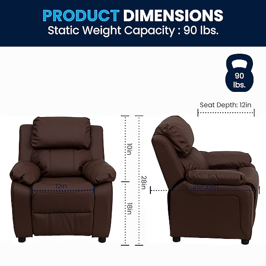 Charlie Padded Arm Recliner for Kids