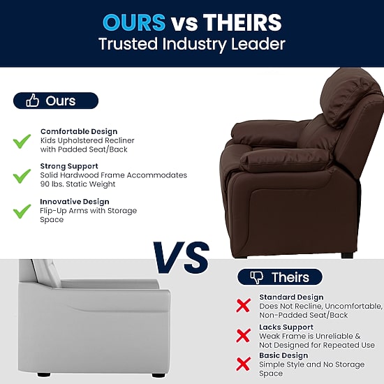 Charlie Padded Arm Recliner for Kids