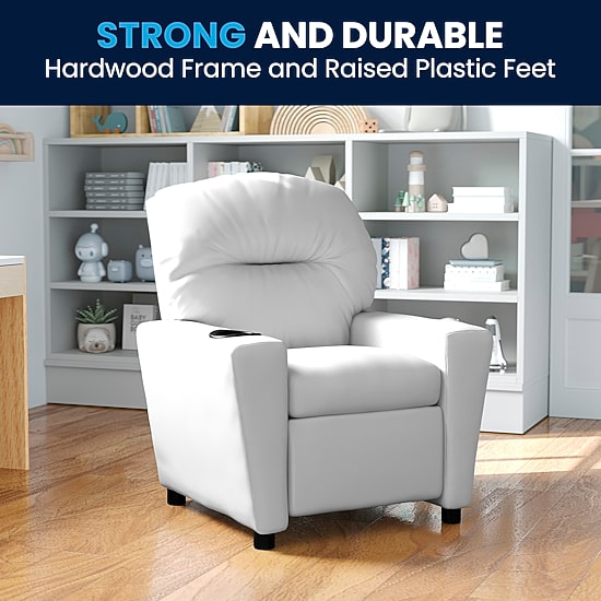 Chandler Plush Recliner with Cup Holder for Kids