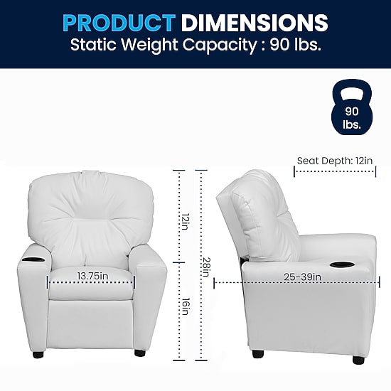 Chandler Plush Recliner with Cup Holder for Kids