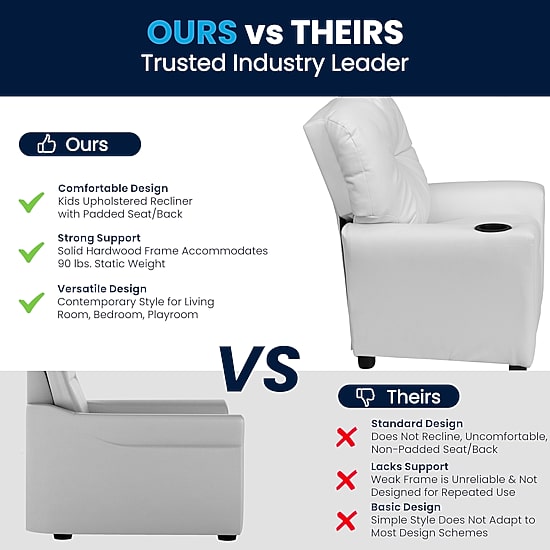 Chandler Plush Recliner with Cup Holder for Kids