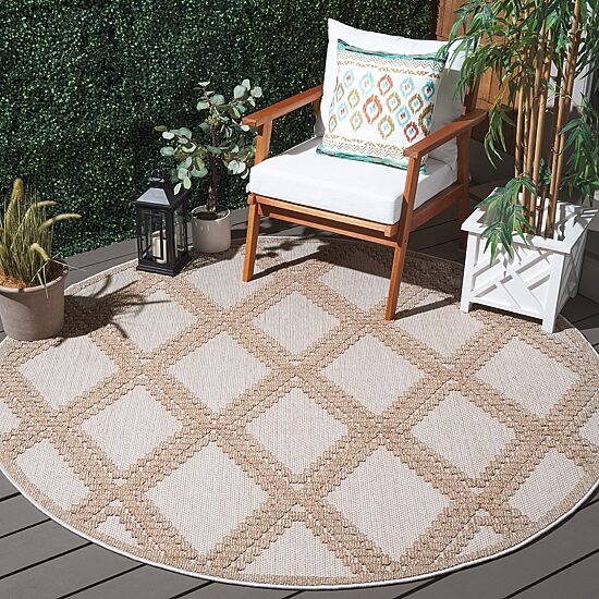 Martha Stewart Lora Geometric 6'7" X 6'7" Outdoor Round Area Rug