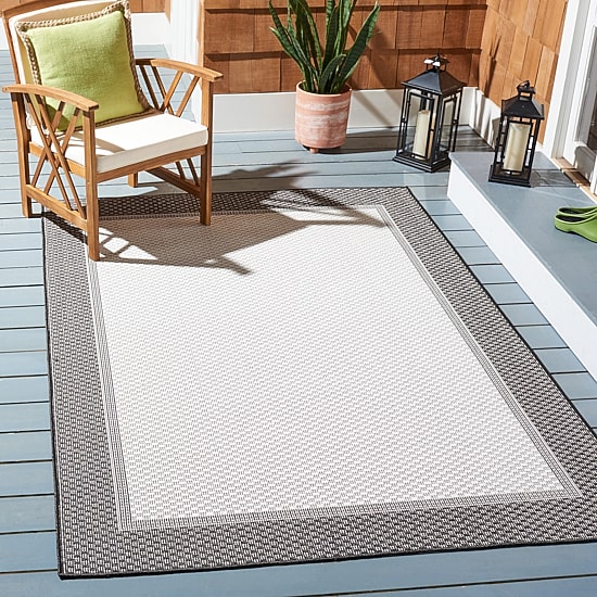 Martha Stewart Zia Bordered Washable Outdoor Rectangular Area Rug