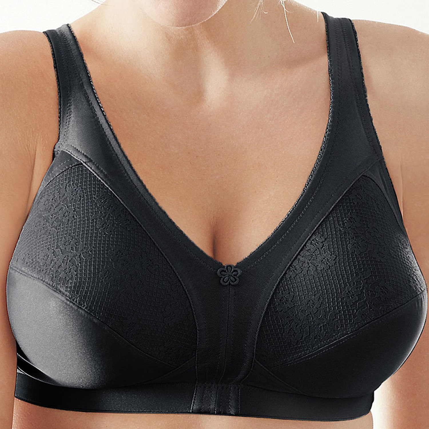 Underscore Fashion Plus Comfort Lace Trim Unlined Wireless Full Coverage Bra