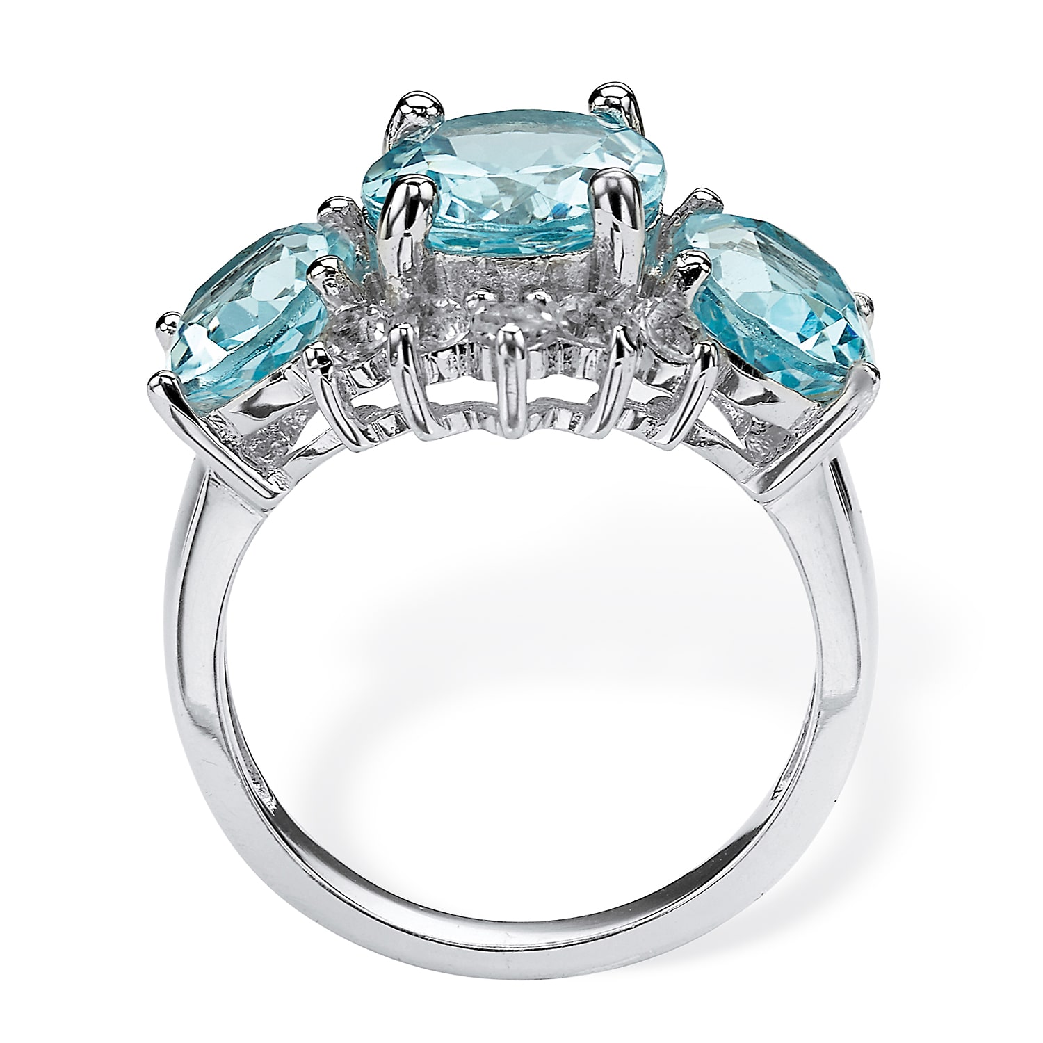 Womens Genuine Blue Topaz Platinum Over Silver Cocktail Ring