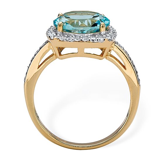 Womens Genuine Blue Topaz 14K Gold Over Silver Cocktail Ring