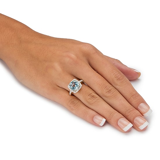 Womens Genuine Blue Topaz 14K Gold Over Silver Cocktail Ring