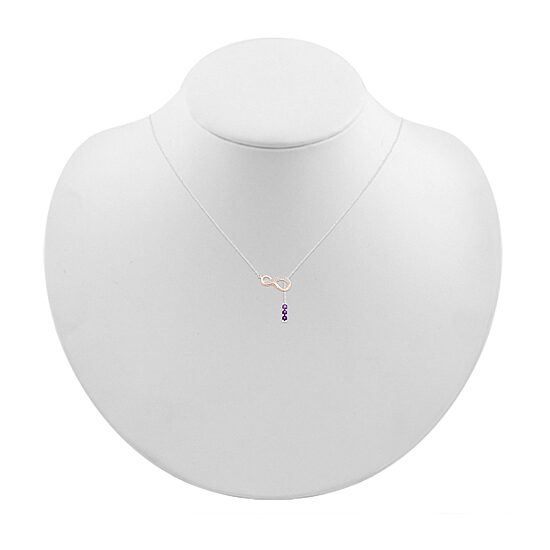 Womens Diamond Accent Genuine Purple Amethyst 10K Rose Gold Sterling Silver Infinity 18 Inch Pendant Necklace
